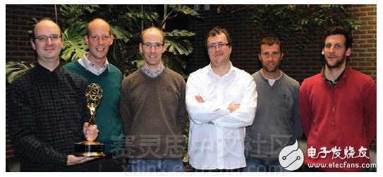 Figure 1 - The Barco Silex video team responsible for the reference design was awarded the 2014br //p Year Technology and Engineering Emmy Award for standardization and mass production of JPEG 2000 interoperability. From left to right: Luc Ploumhans, Sake Buwalda, FranÃ§ois Marsin, Jean-FranÃ§ois Marbehant, Jean-Marie Cloquet and Vincent Cousin.