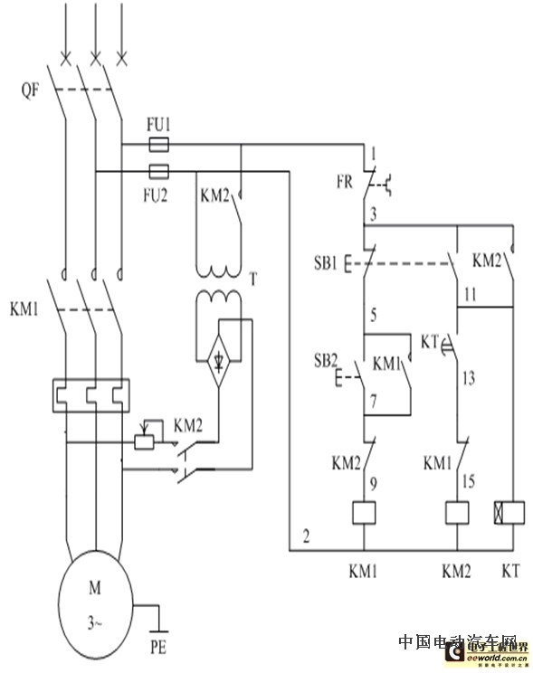 Motor full-wave energy consumption braking control circuit