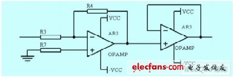 Secondary amplification and impedance conversion circuit