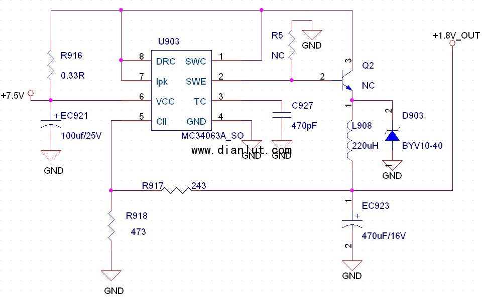 MC34063 step-down circuit diagram