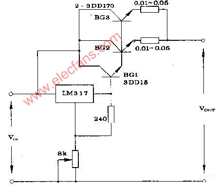 Lm317 current expansion circuit diagram