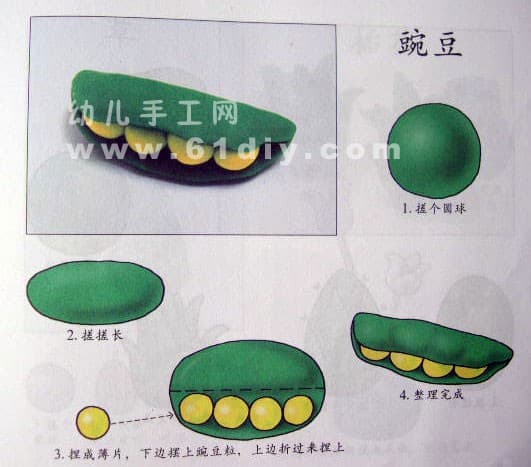 Children's color clay making - peas
