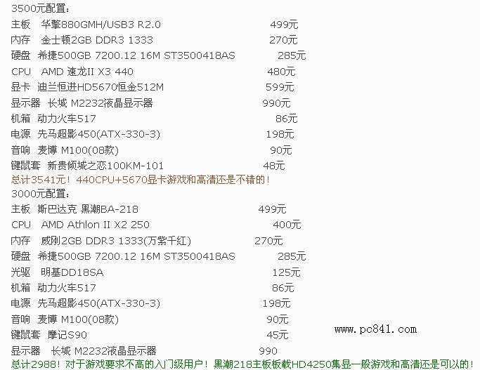 3000-3500 yuan practical three-core independent display game computer configuration