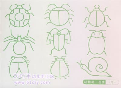 Stick figure of various small insects 3