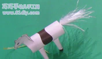 Cardboard making white dragon horse