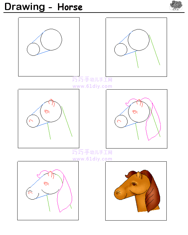 Horse's drawing steps