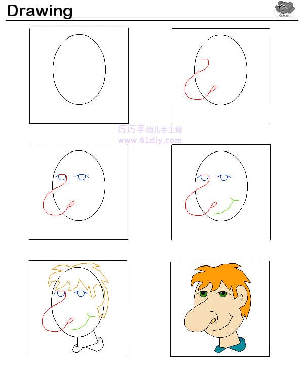 Character - boy's drawing steps