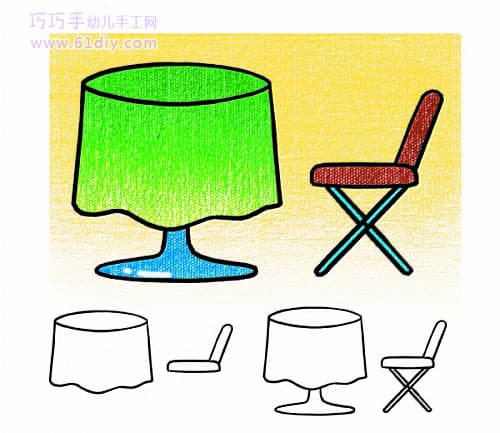 Children's drawing - the drawing of tables and chairs