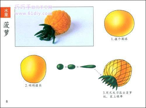 Plasticine kneaded pineapple