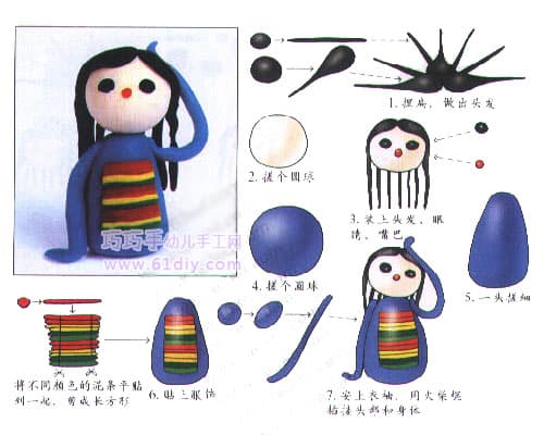 Children's color clay tutorial - Tibetan girl