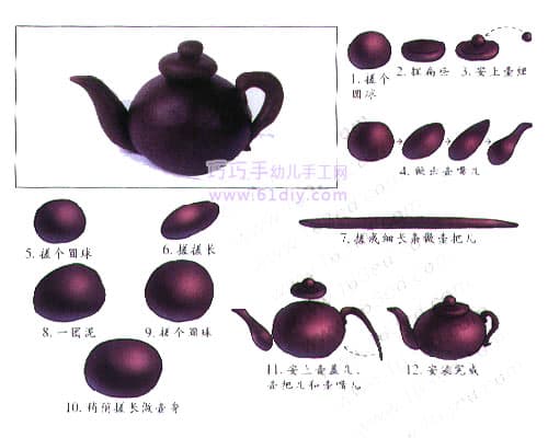 Children's handmade - plasticine making teapot