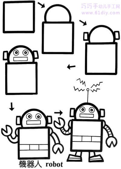 Robot stick figure (square change)