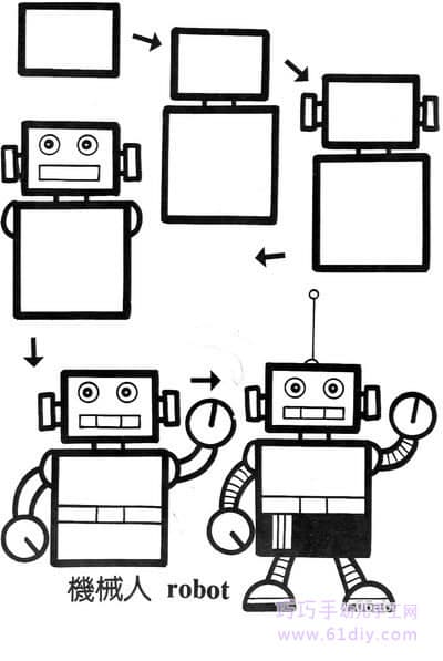 Robot Stick Figure 3 (square change)