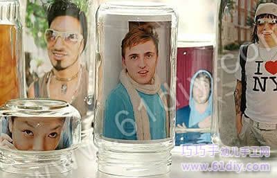 Handmade glass bottle photo frame