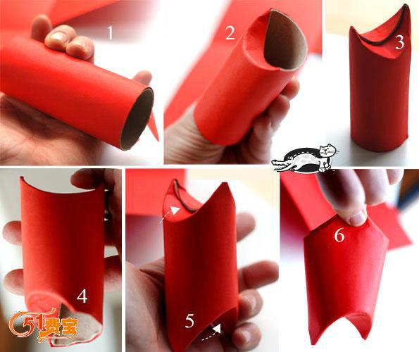 DIY Christmas ornaments, how to use paper core tube to make Q version of Santa