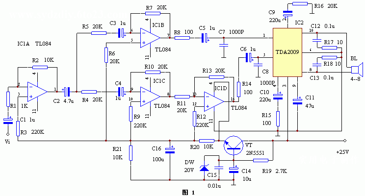 High fidelity BTL amplifier