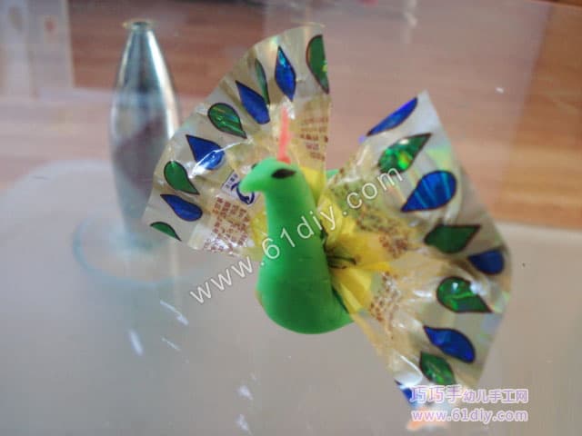 Colorful mud candy paper butterfly and peacock