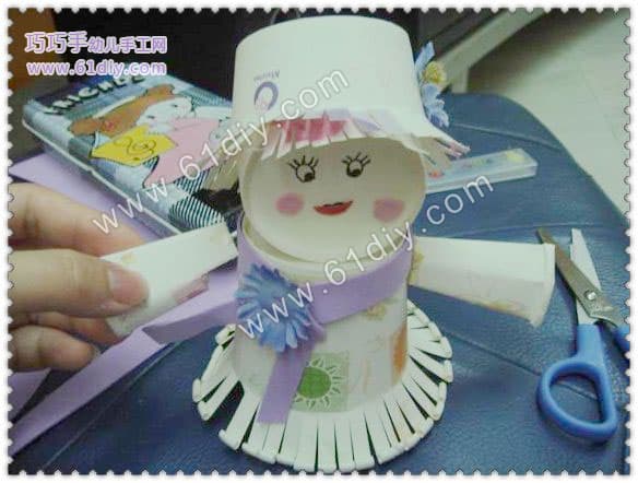 Paper cup doll handmade illustration