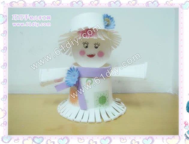 Paper cup doll handmade illustration