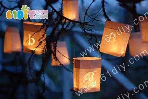 Handmade paper bag lantern