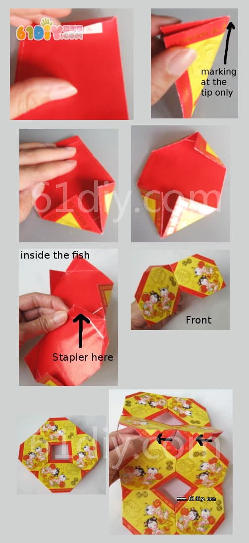 Red bag made fish-shaped lantern