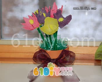 Egg carton handmade flower making