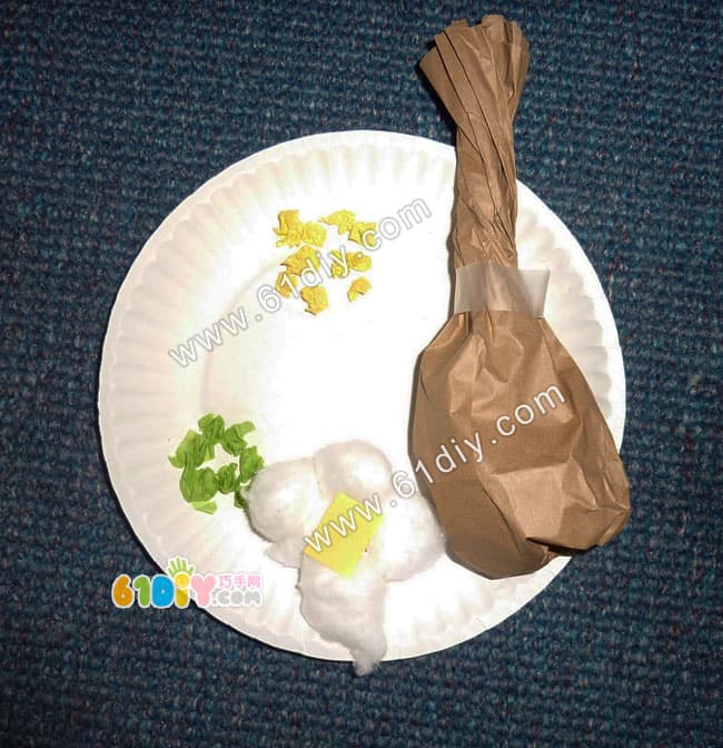 Chicken leg meal (paper tray paper bag handmade)