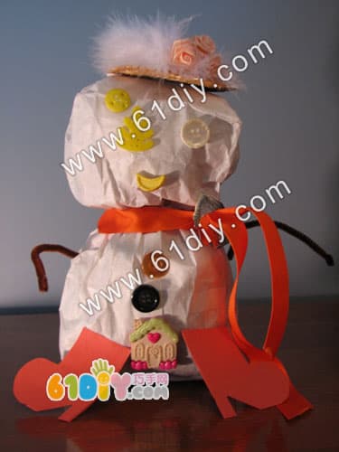 Paper bag snowman handmade