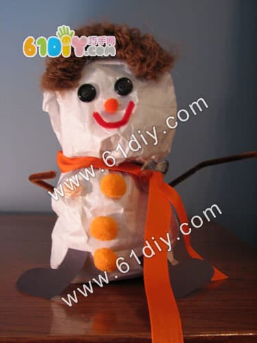 Paper bag snowman handmade