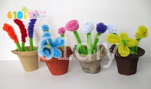 Twisted stick making mini flower pot