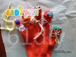 Glove making monster hand puppet