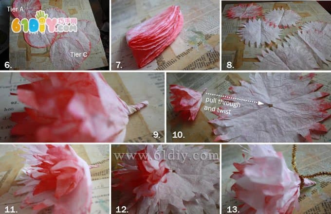 Coffee filter paper making handmade flowers