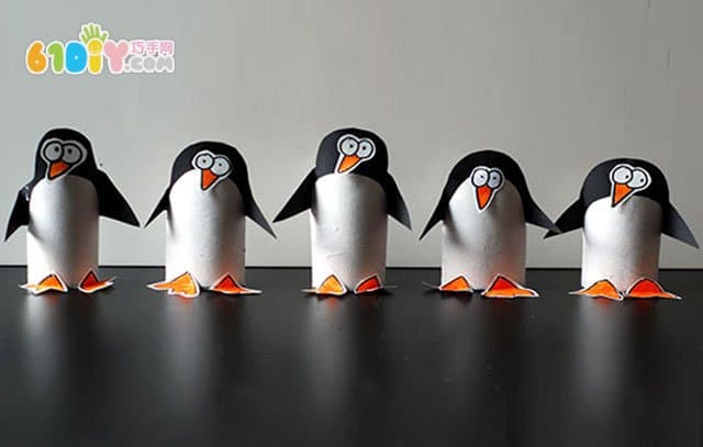 Roll paper core hand-made cute little penguin