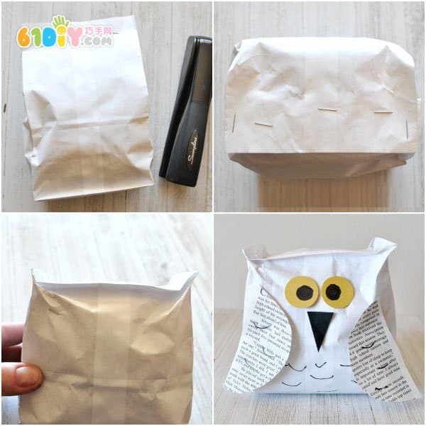 Children's handmade chubby paper bag owl