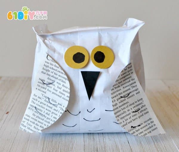 Children's handmade chubby paper bag owl