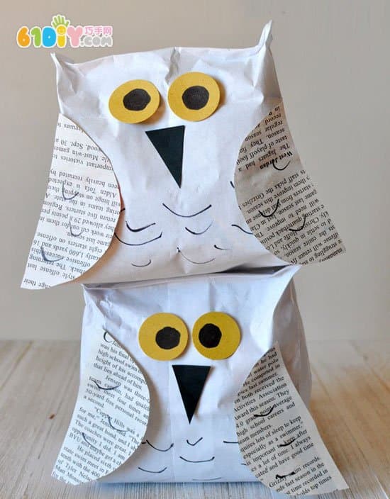 Children's handmade chubby paper bag owl