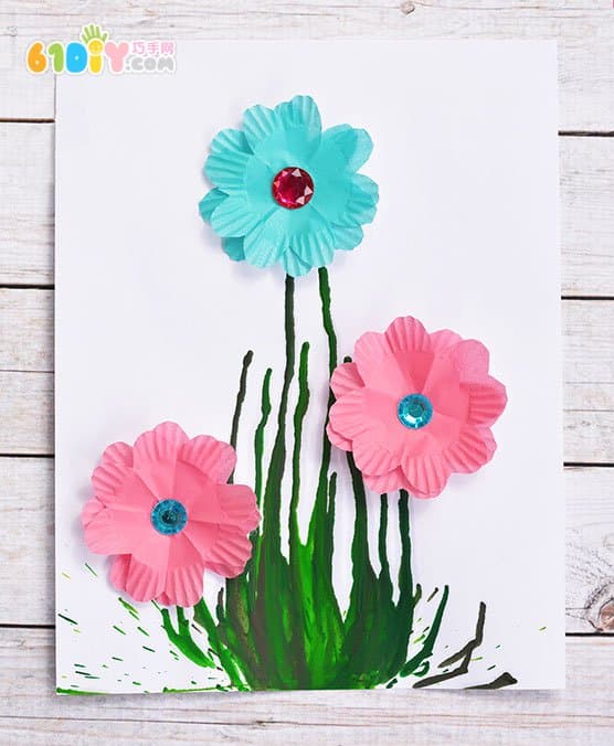 Creative hot melt crayons spring flower decorative painting