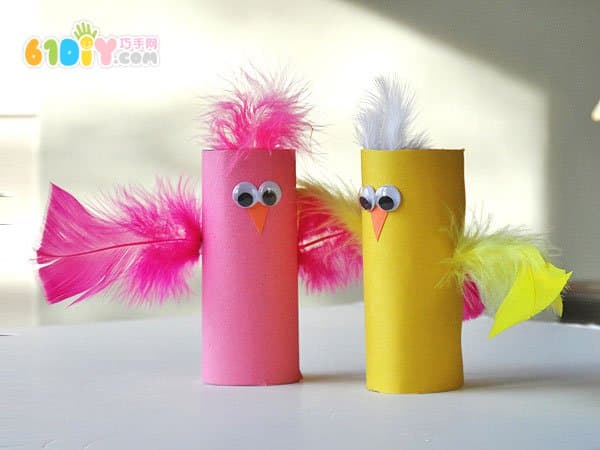 Roll of paper handmade spring birds