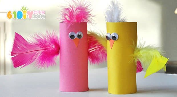 Roll of paper handmade spring birds