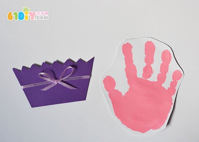 Women's Day Children's Hand Print Handmade Sweet Cake Card