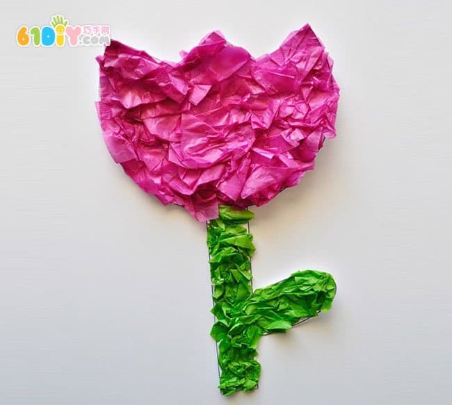 Children's handmade women's day, crepe paper, tulip flowers