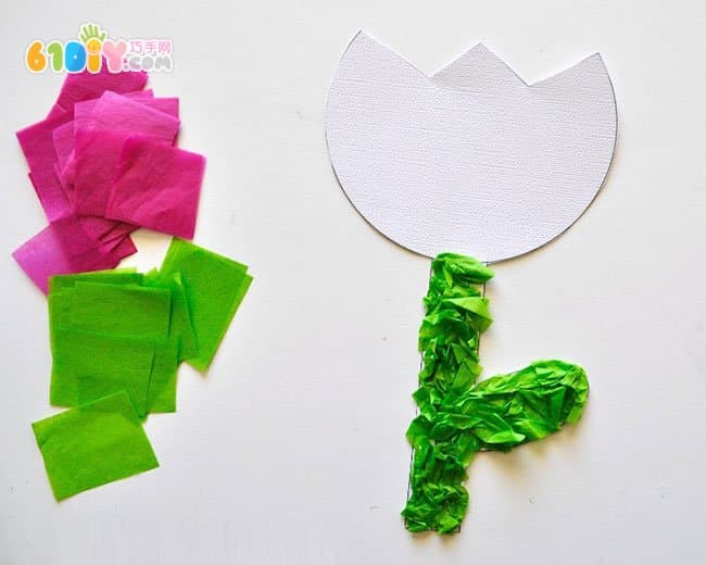 Children's handmade women's day, crepe paper, tulip flowers