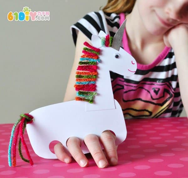 Children's handmade unicorn finger couple