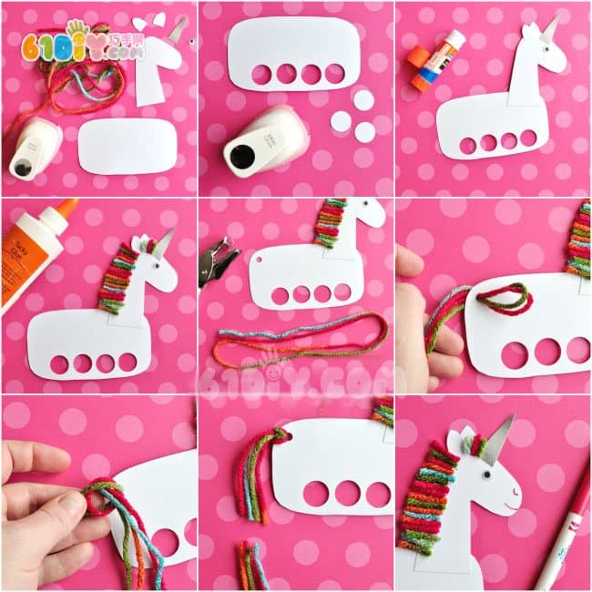 Children's handmade unicorn finger couple