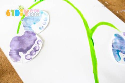 Children's creative footprints beautiful bellflowers