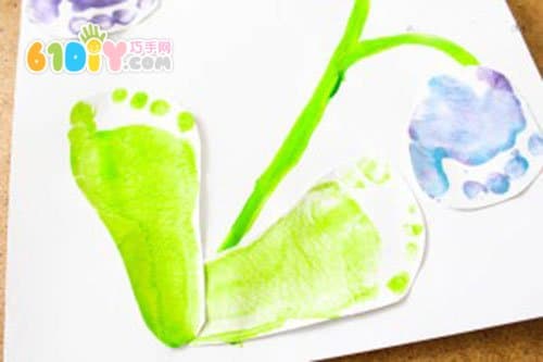 Children's creative footprints beautiful bellflowers