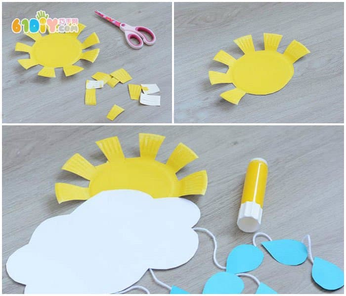 Children's handmade sun rain ornaments
