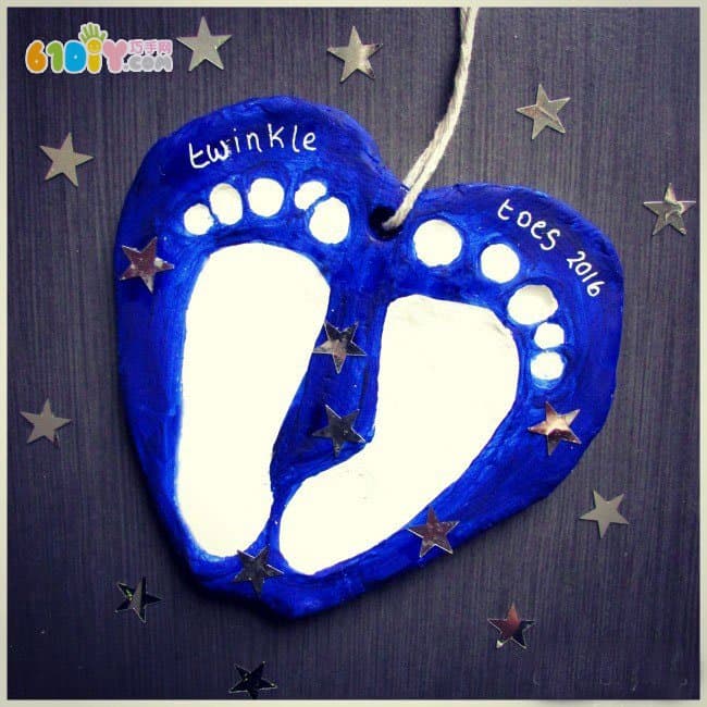 Mother's Day handmade gifts clay footprints love ornaments