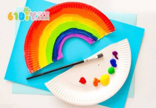 Children's handmade paper plate rainbow