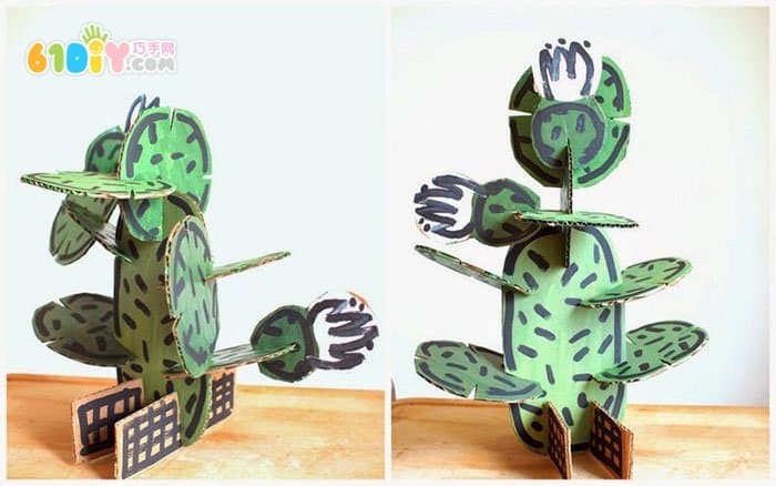 Waste cardboard handmade splicing cactus